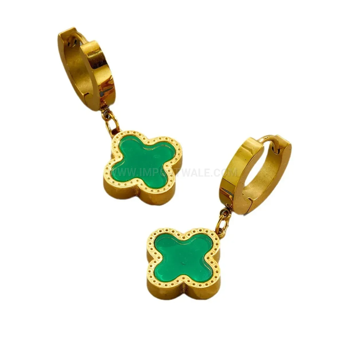 Four-Leaf Clover Titanium Steel Huggie Hoop Earrings