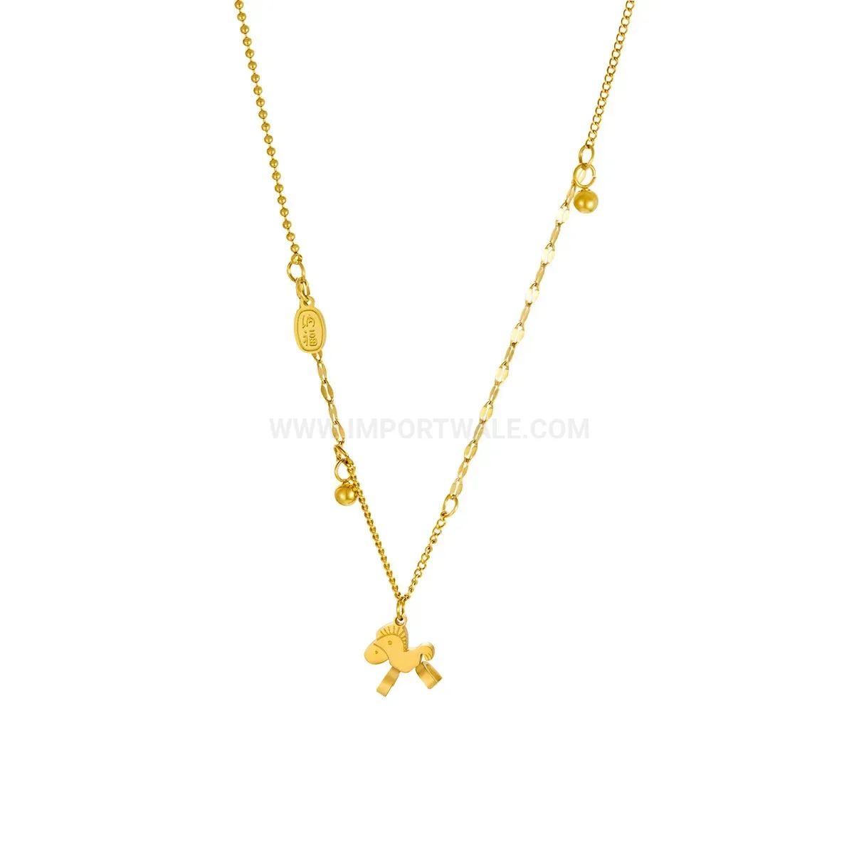Chic Gold Vacuum Plated Zodiac Coin Pendant Stainless Steel Necklace
