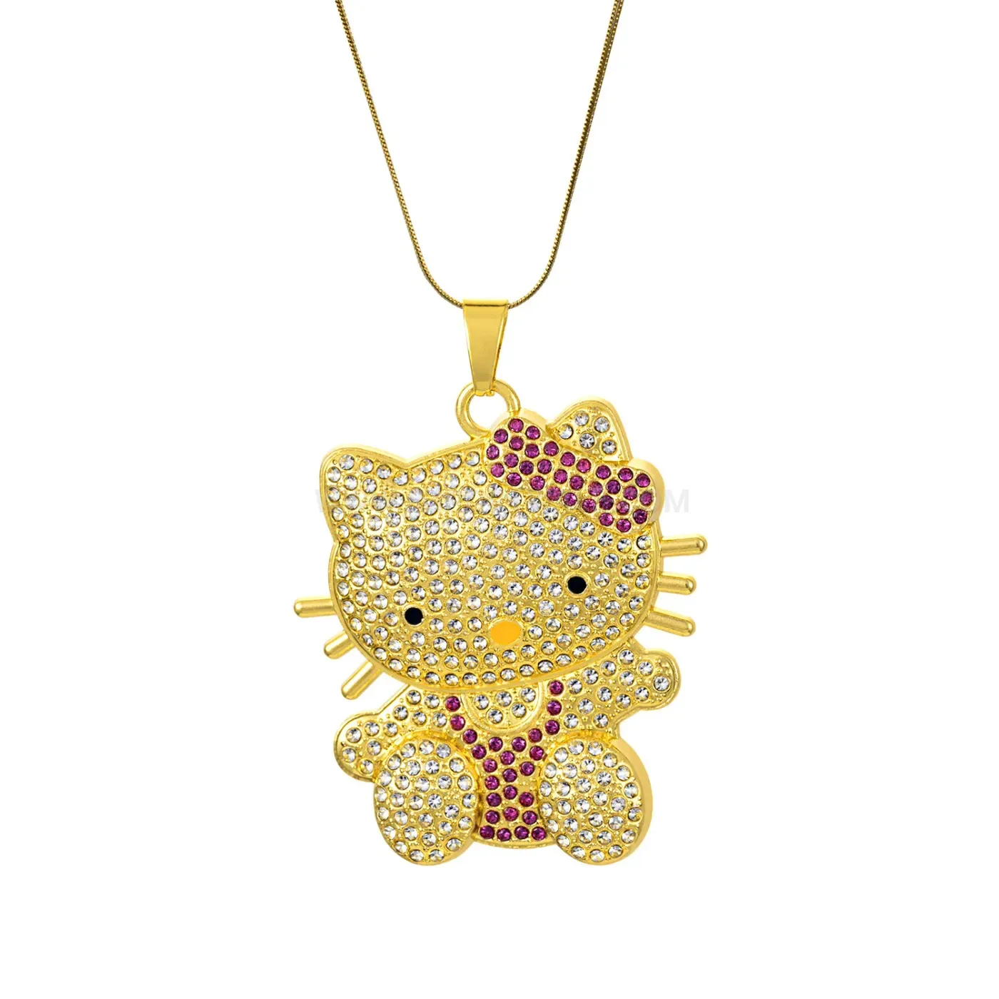 Playful Cartoon Cat Pendant with Delicate Snake Chain