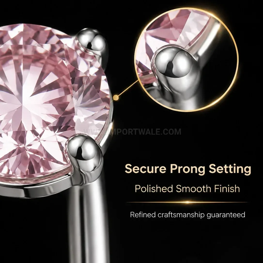 Bold Stainless Steel Pink Zircon Pearl Stud Earring Piercing Set