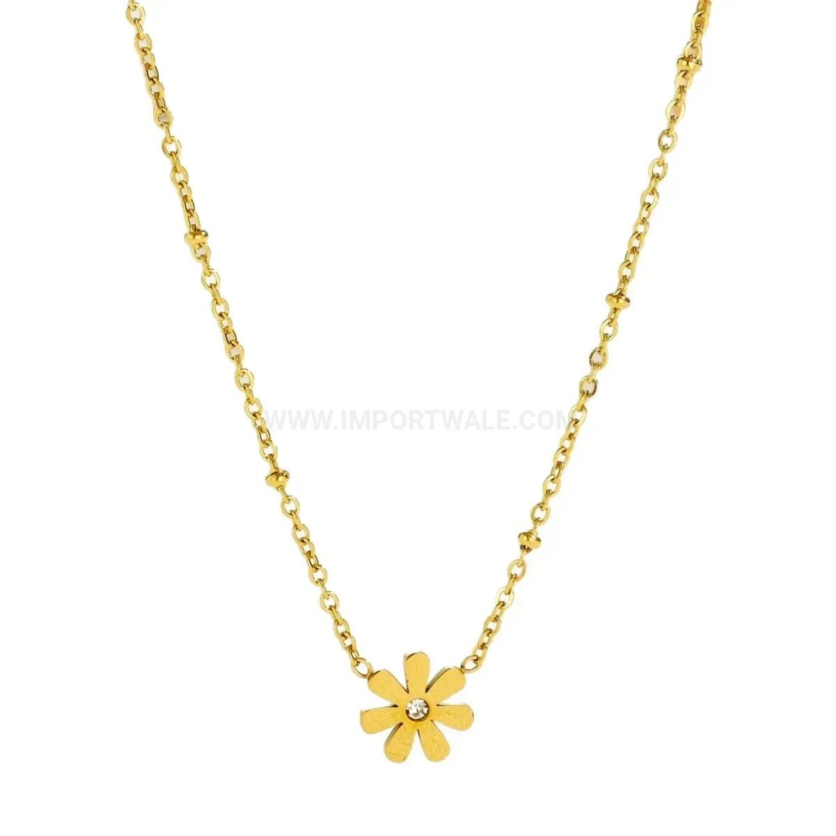 Gold Plated Stainless Steel Daisy Bead Jewelry Set