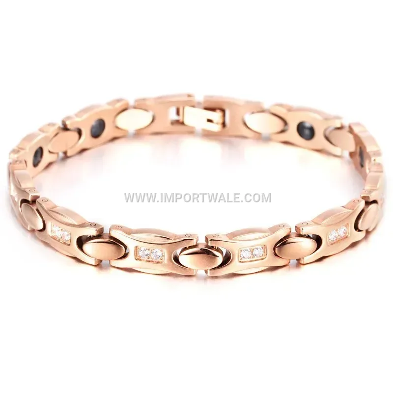 Oval Crystal Accent Hematite Magnetic Bracelet