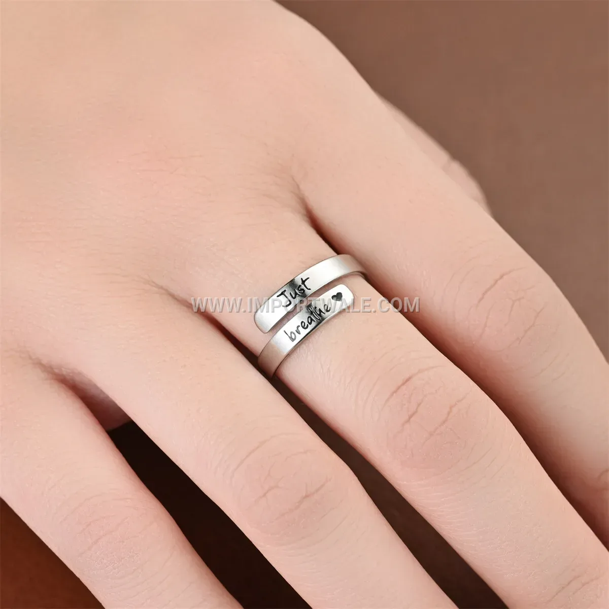 Engraved Open Adjustable Stainless Steel Statement Ring