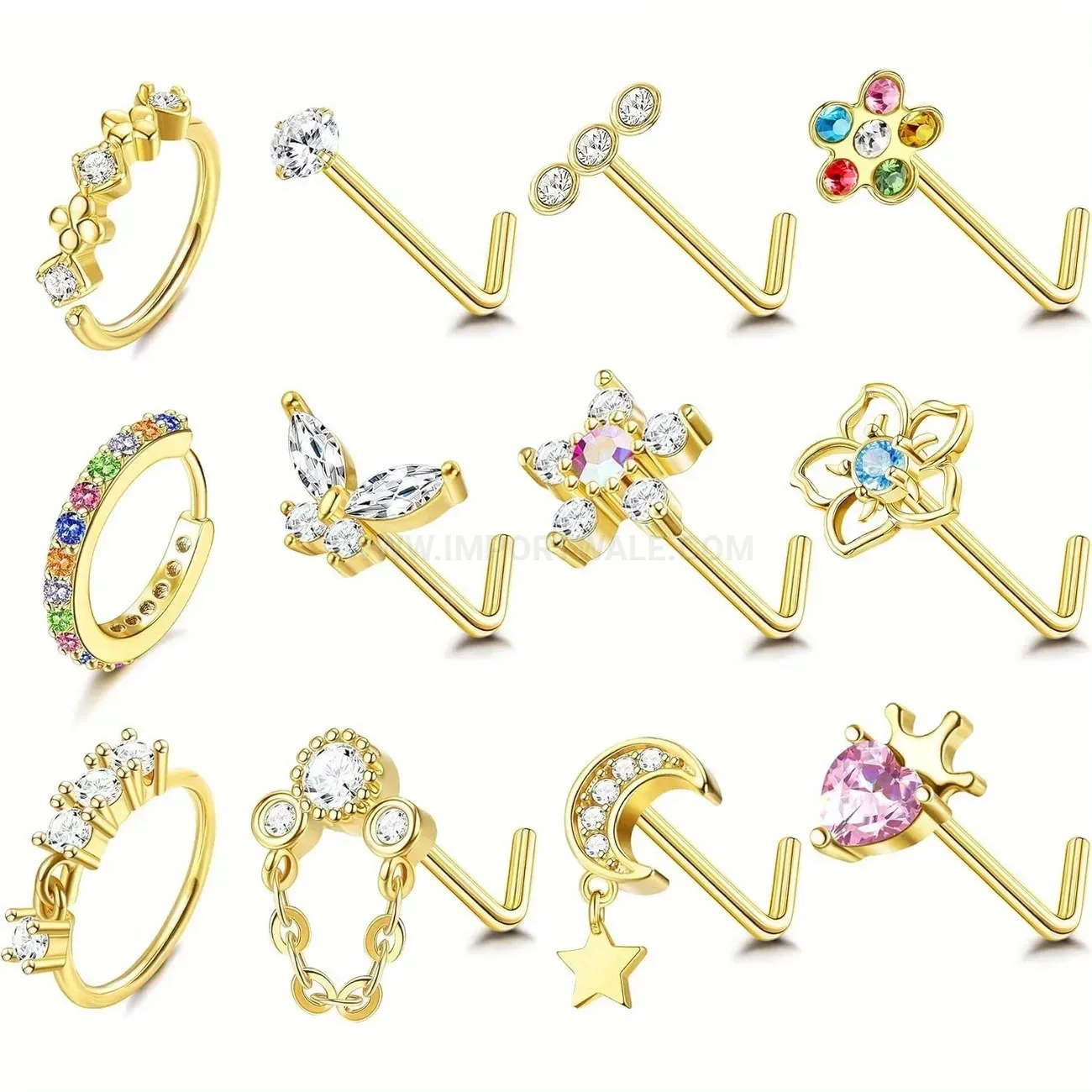 Stylish C-Shaped Crystal Titanium Steel Nose Ring Hoop