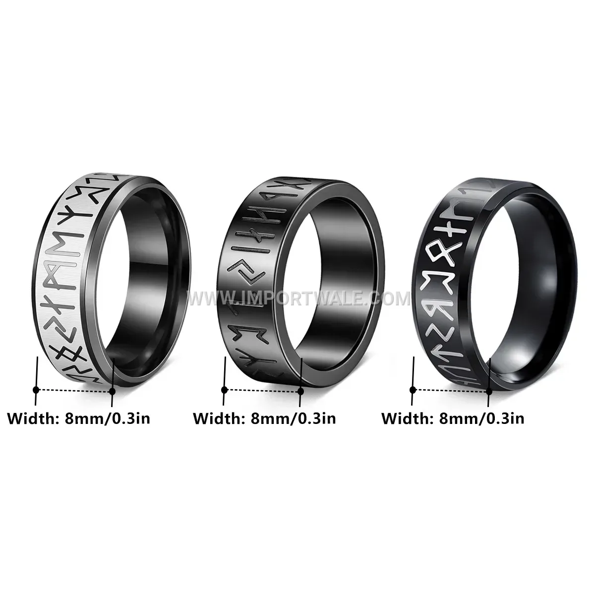 Viking Rune Geometric Stainless Steel Ring Set