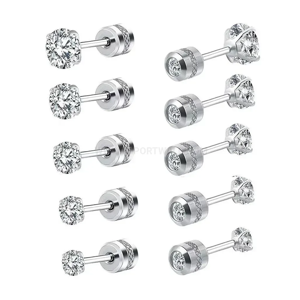 Classic Double-Headed Cubic Zirconia Stainless Steel Cartilage Ear Piercing