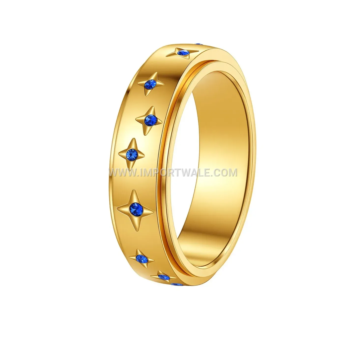 Micro Pave Zircon Stainless Steel Rotating Band Ring