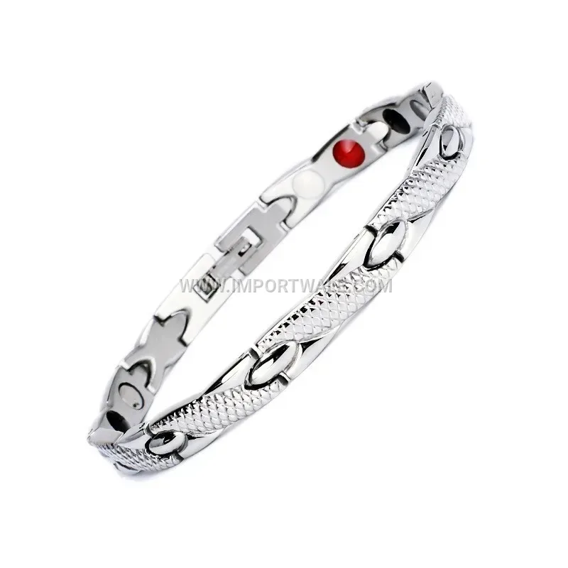Wavy Snake Texture Plated Magnetic Therapy Chain Bracelet