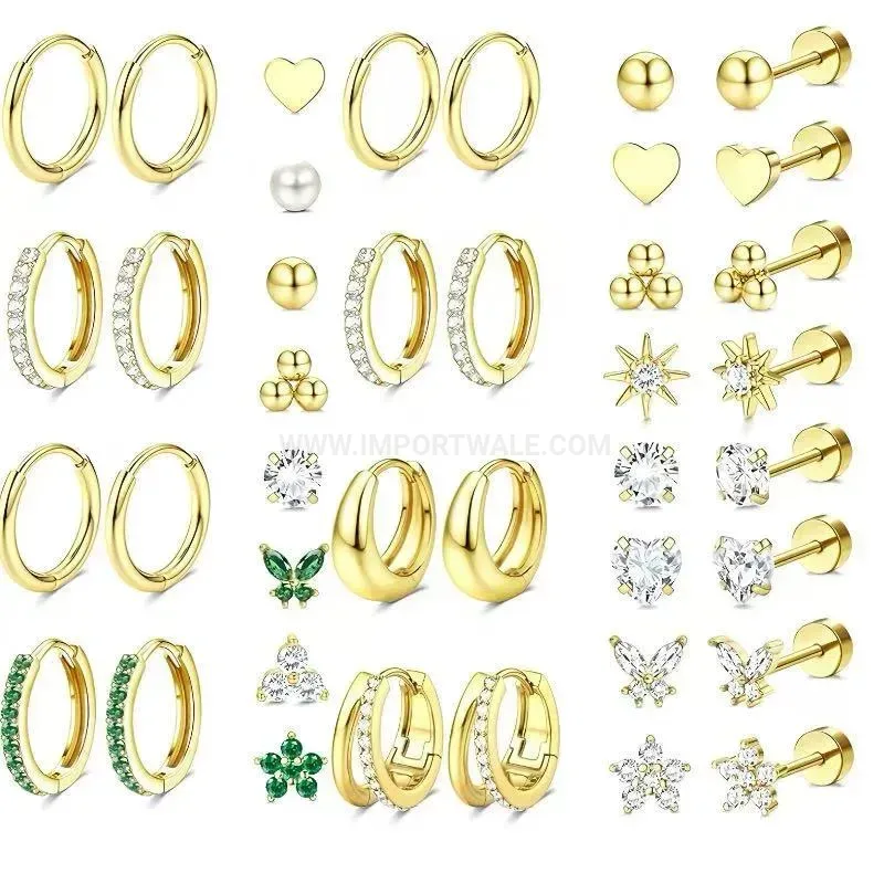 Fashion Stainless Steel Leaf Motif Cartilage Piercing Stud Set