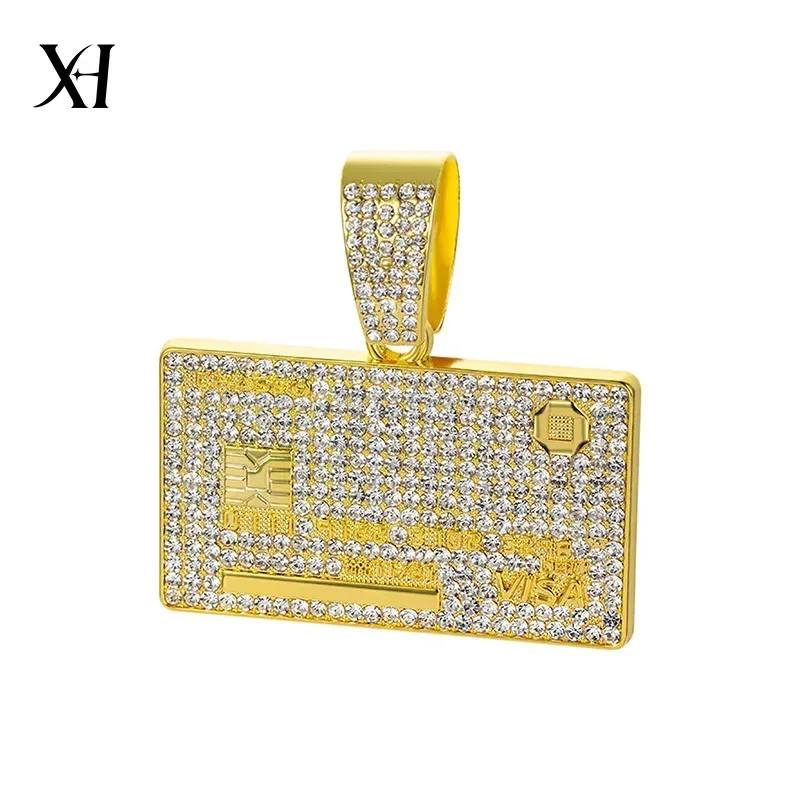 Rhinestone Paved Gold Plated Large Bail Hip Hop Pendant
