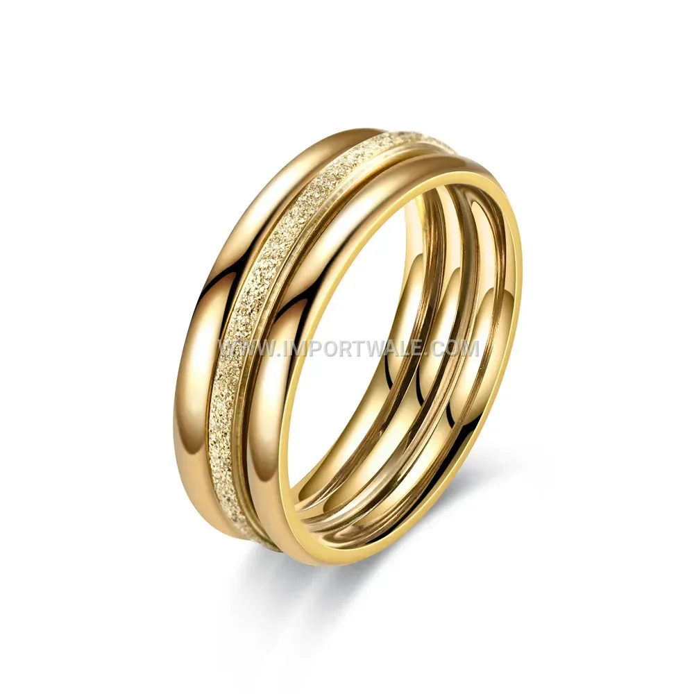 Frosted Stainless Steel Delicate Intersecting Triple Band Ring