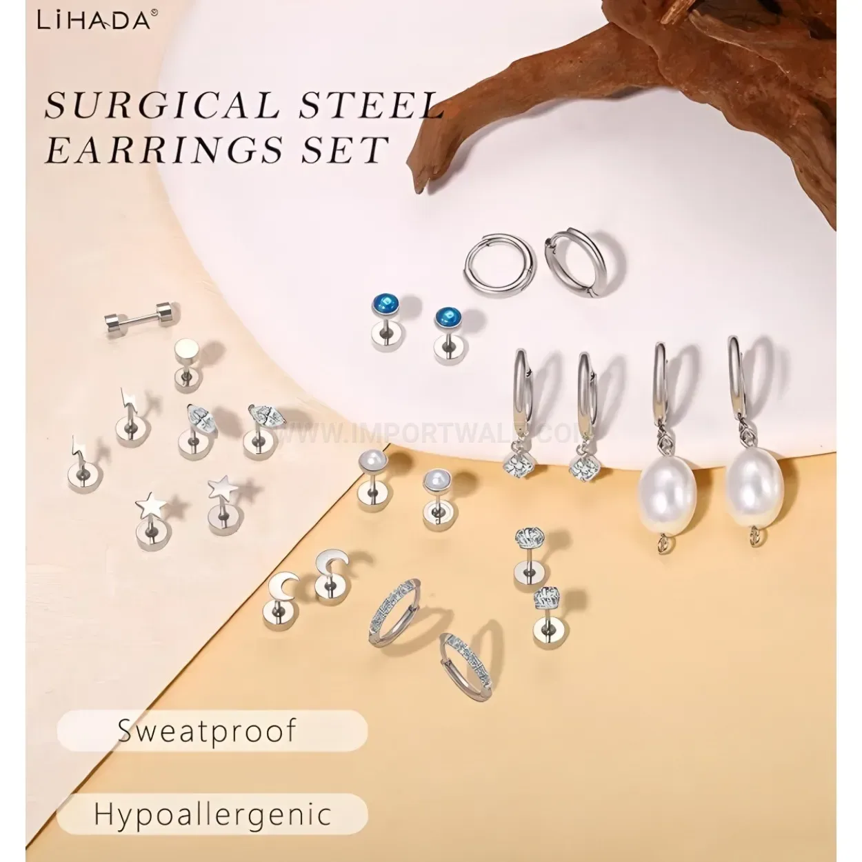 Designer Stainless Steel Flat Back Threaded Cartilage Piercing Stud Set
