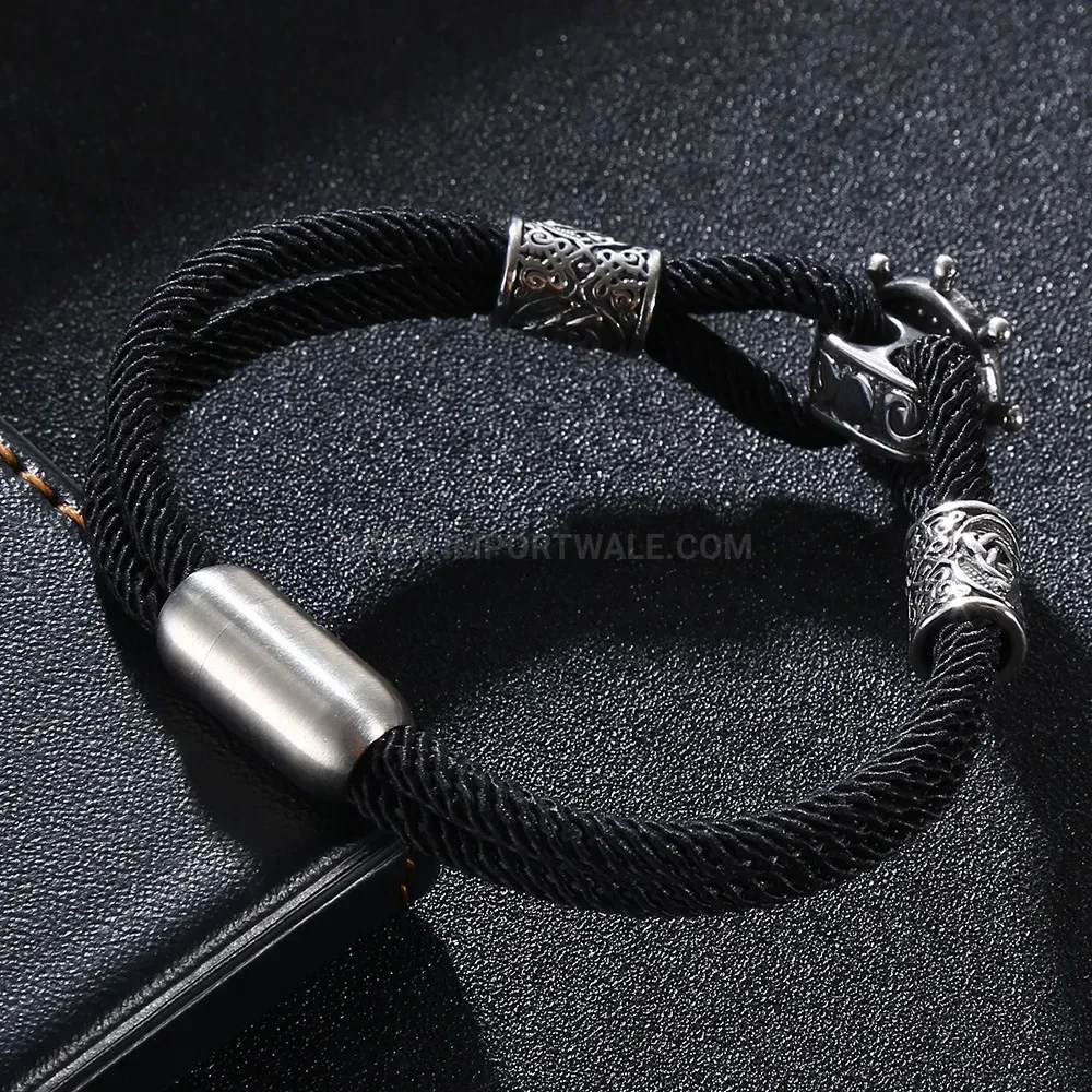 Vintage Style Double-Layer Woven Stainless Steel Men Bracelet