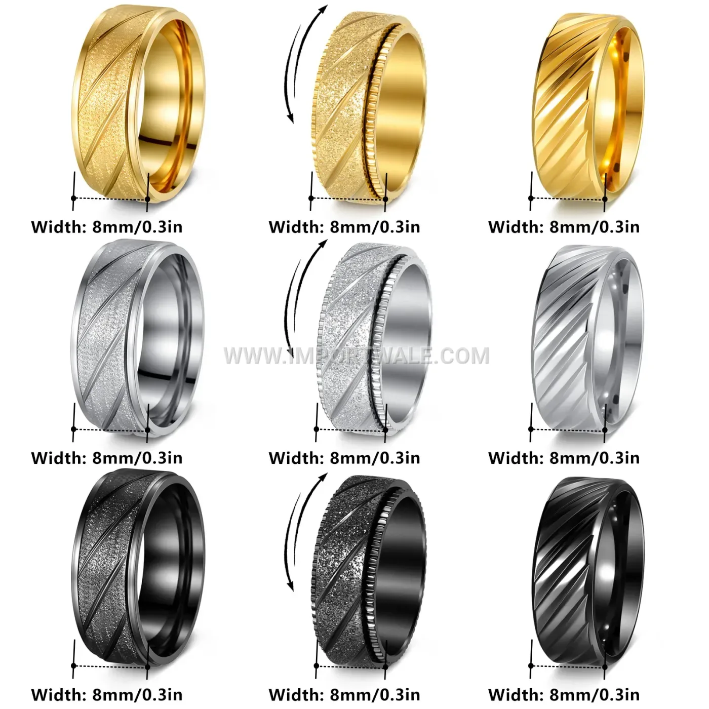 Geometric Diagonal Twill Stainless Steel Band Ring