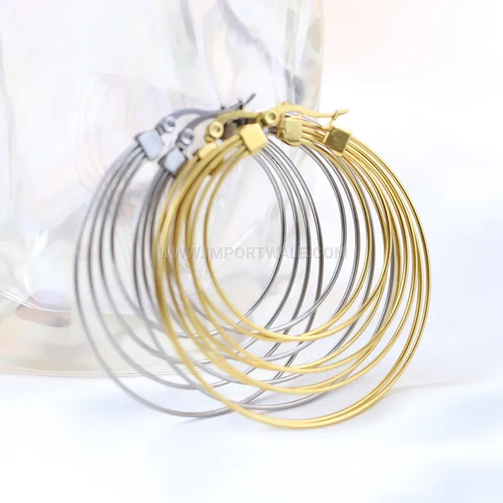 Chic 18K Gold Plated Stainless Steel Large Swirl Hoop Earrings
