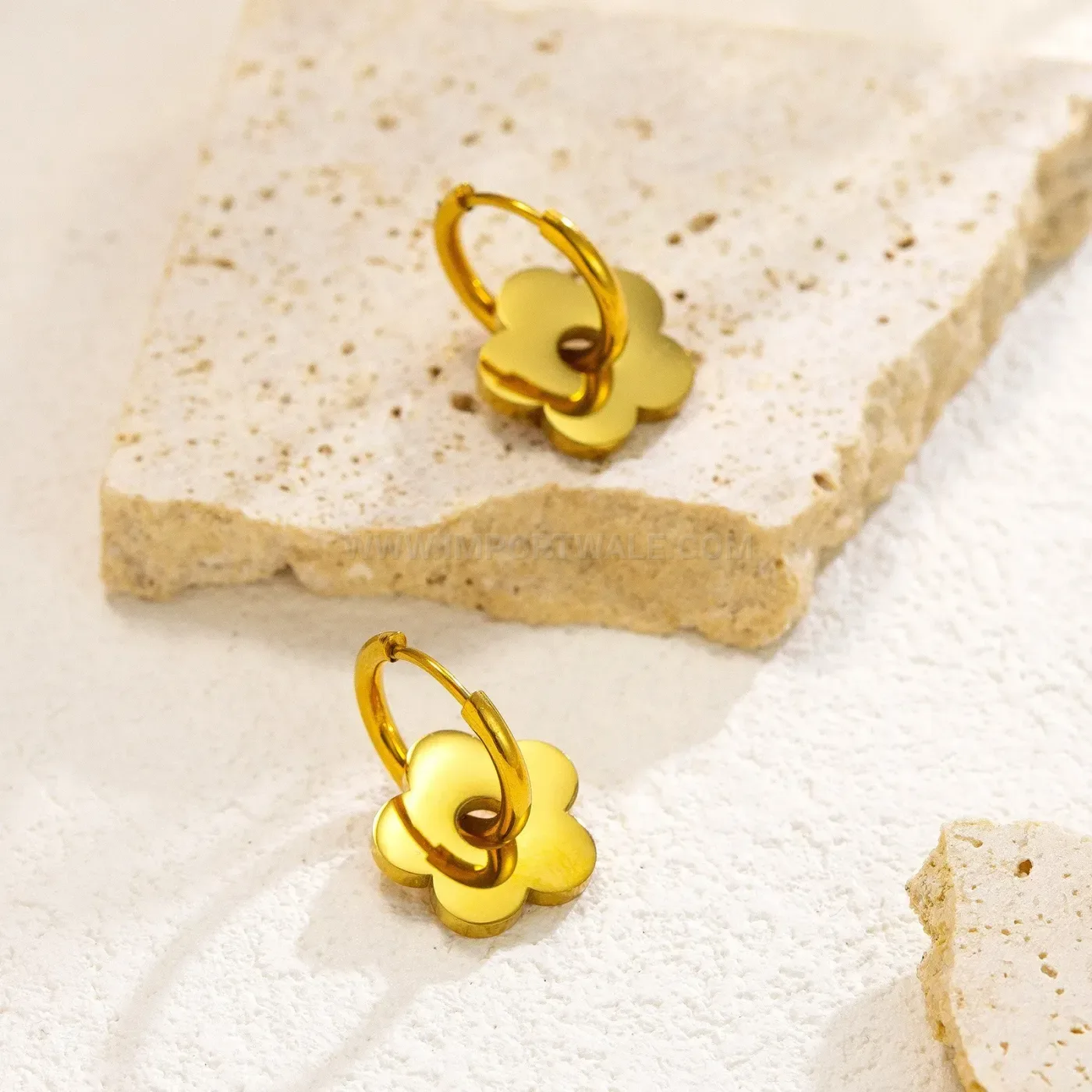 Designer 18K Gold Plated Stainless Steel Floral Jewelry Set