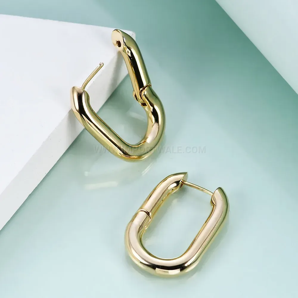 Premium Minimalist Gold Plated Copper U Shaped Hoop Earrings