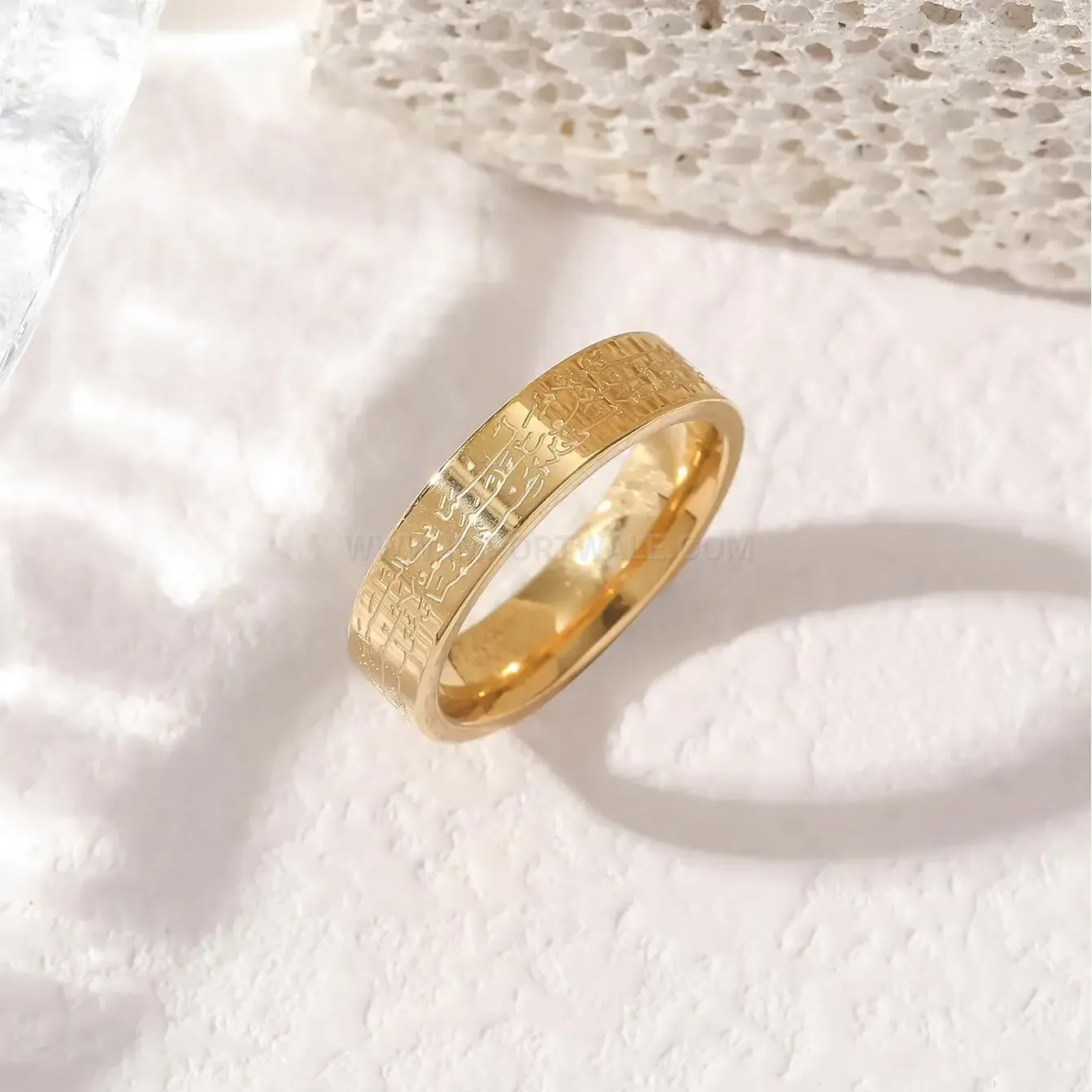 Trendy Stainless Steel Ayatul Kursi Arabic Calligraphy Script Ring