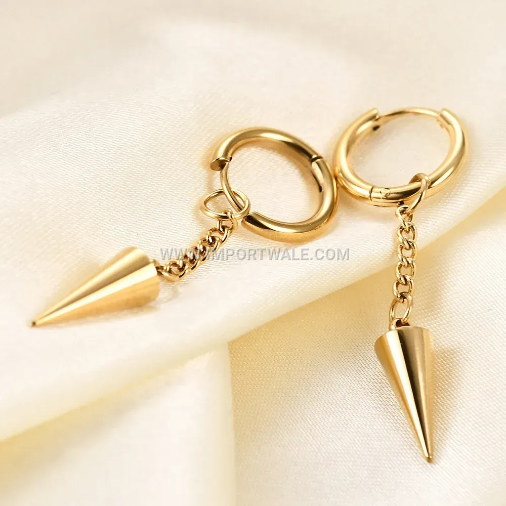 Modern Geometric Stainless Steel Cone Pendant Earrings