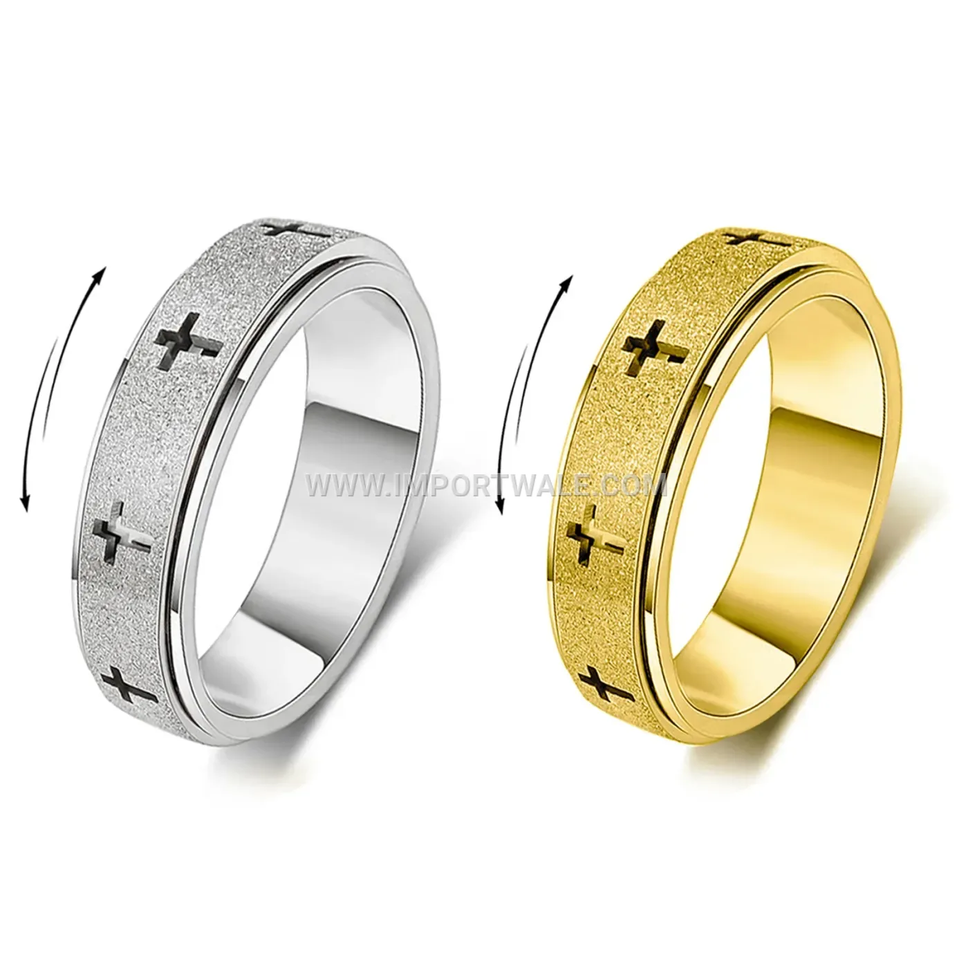 Spinning Christian Cross Stainless Steel Religious Band Ring