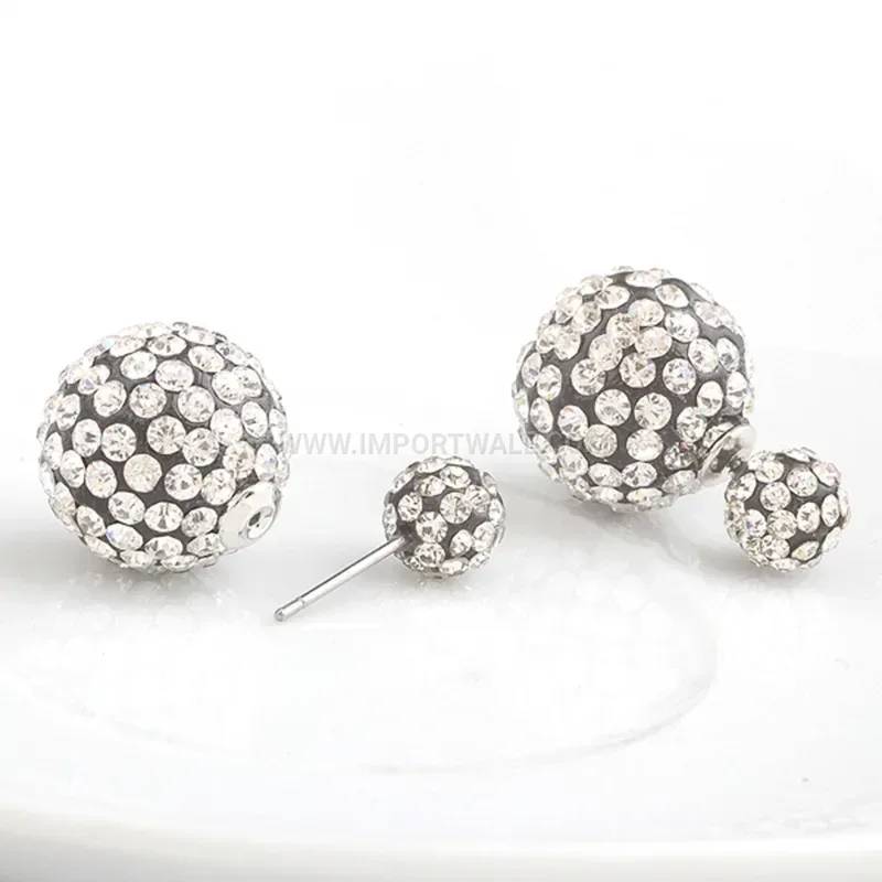 Sparkling Double Sided Crystal Ball Stud Earrings