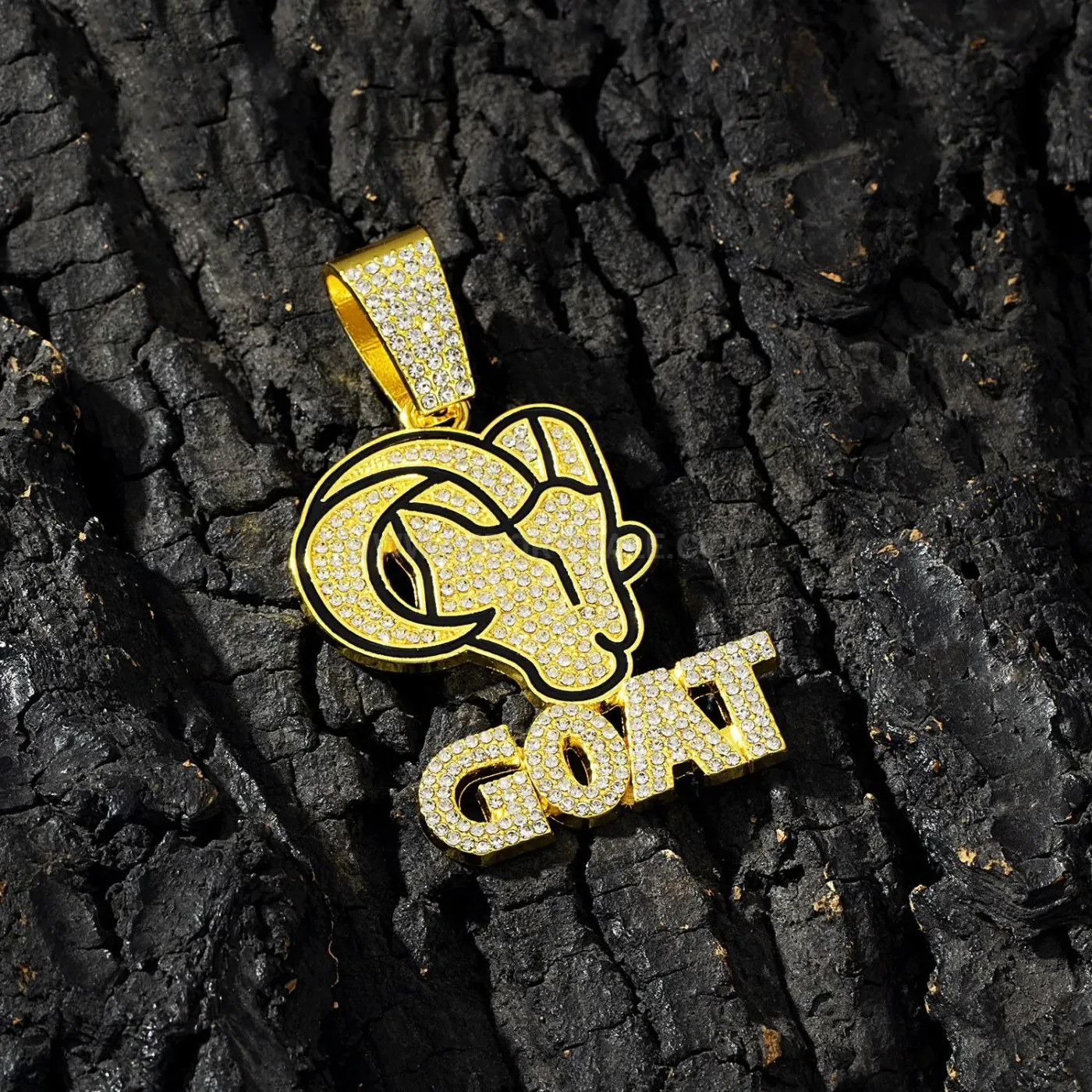 Rhinestone Goat Head Alloy Hip Hop Pendant Necklace