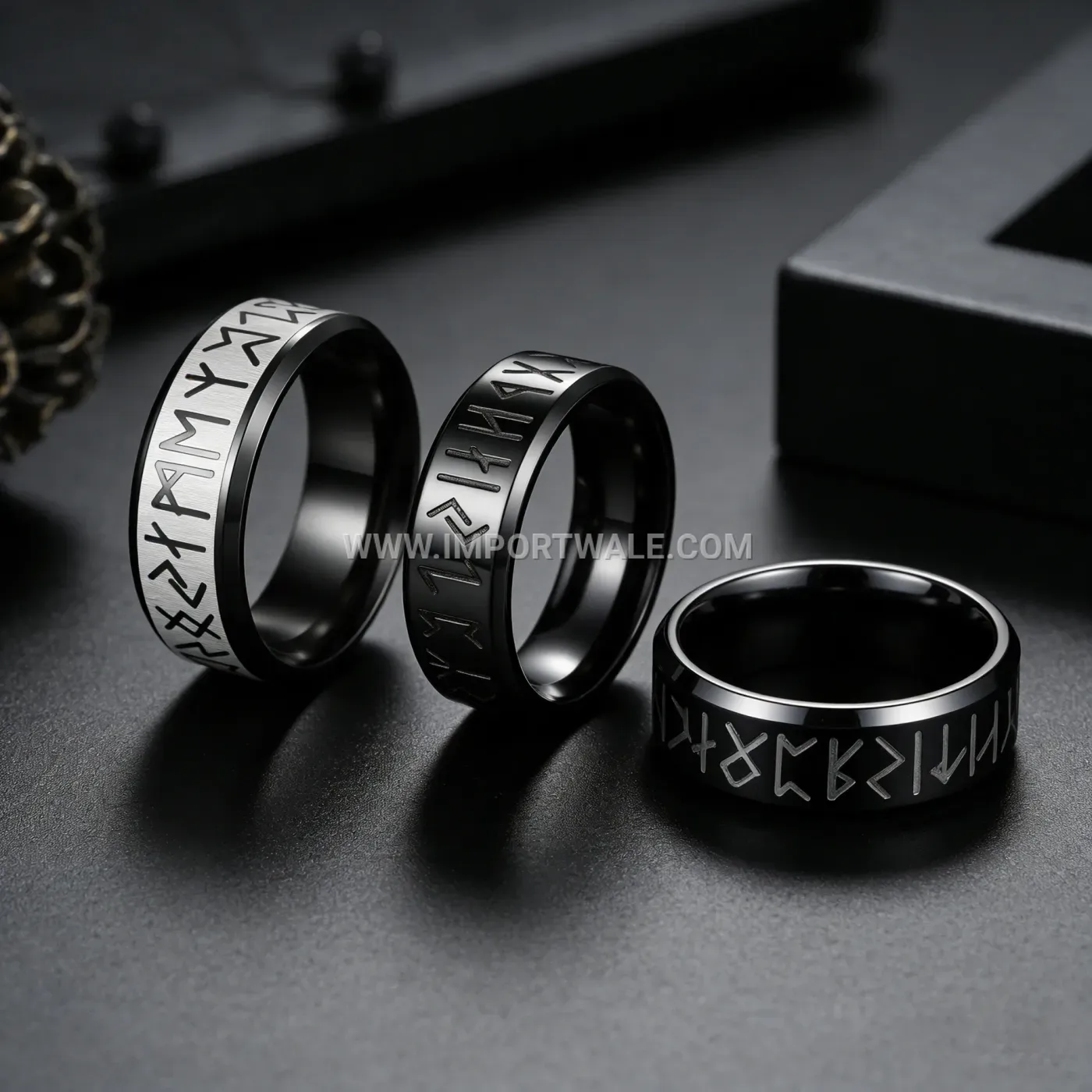 Viking Rune Geometric Stainless Steel Ring Set