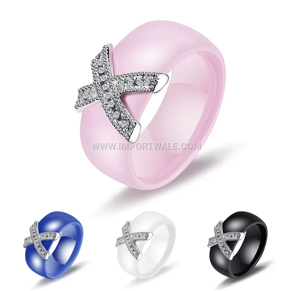 Statement 8mm Ceramic Band with Micro-Paved Zircon Accent