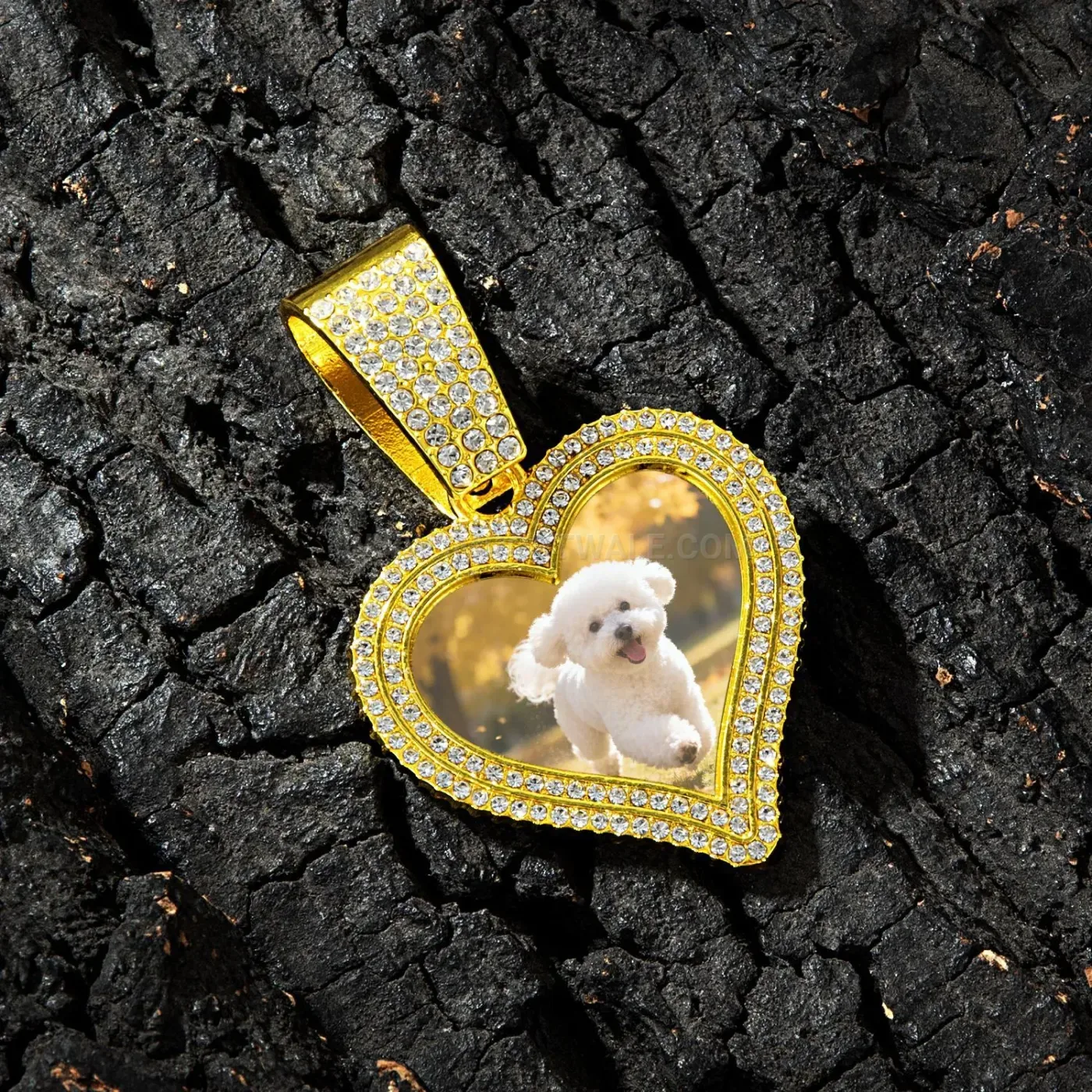 Classic Heart Photo Frame Pendant Alloy Cuban Chain Locket Necklace