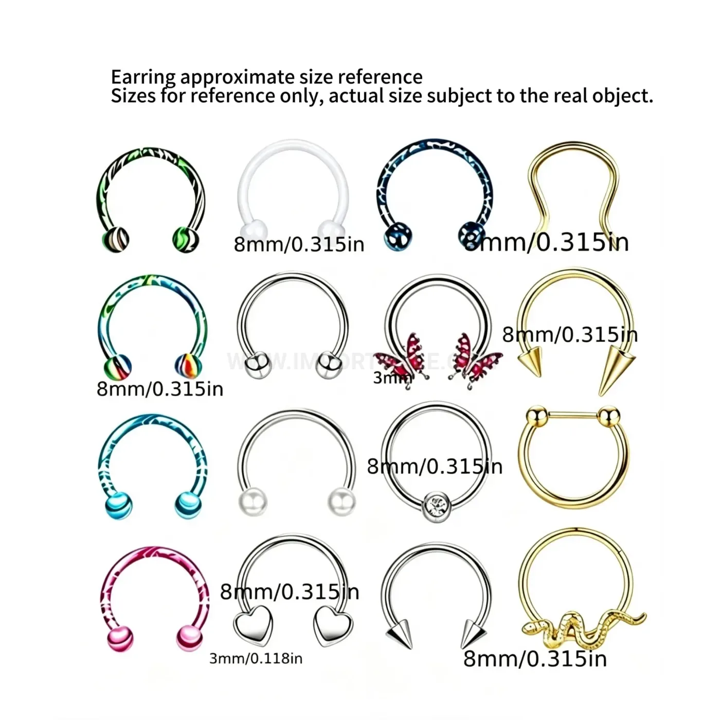 Trendy Stainless Steel Horseshoe Curved Barbell Body Piercing Set