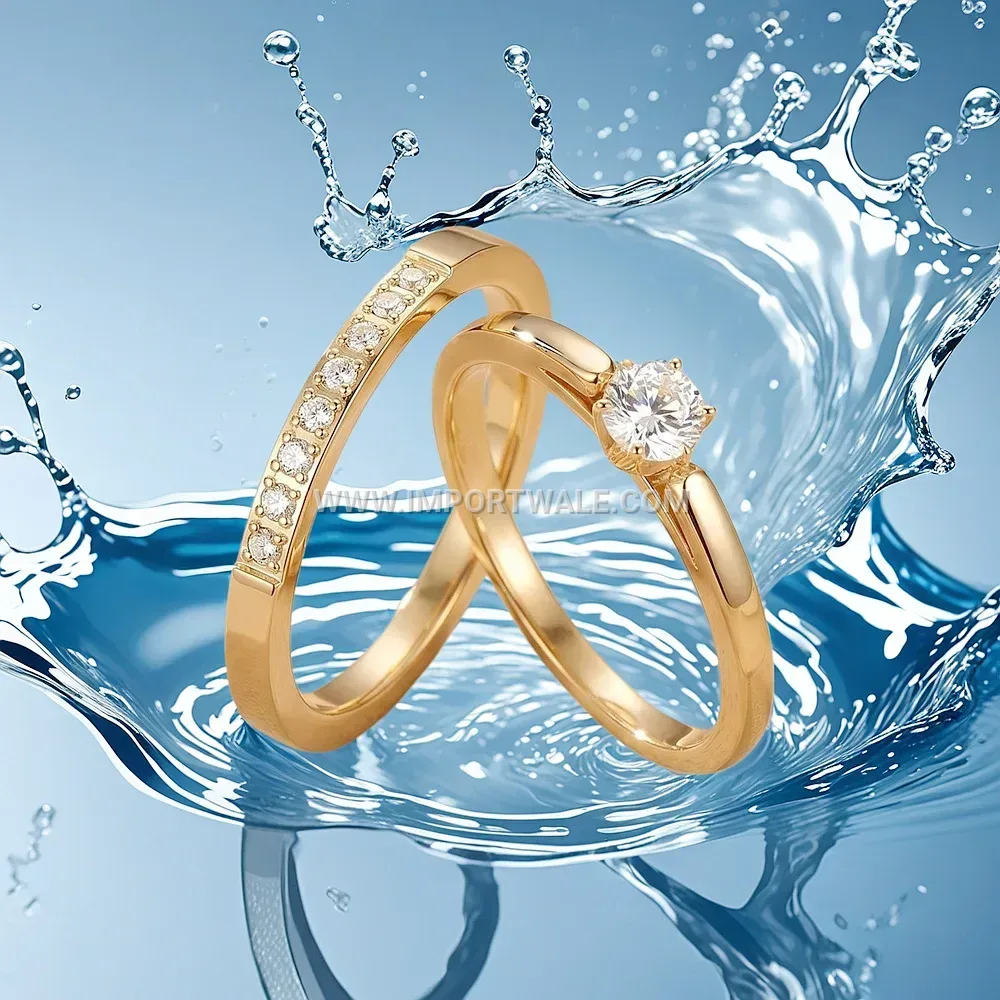 Stainless Steel Pavé Zirconia Couple Band Ring