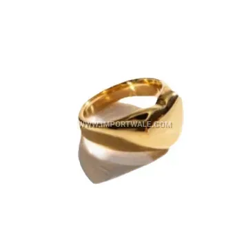 Polished Gold Stainless Steel Geometric Signet Ring