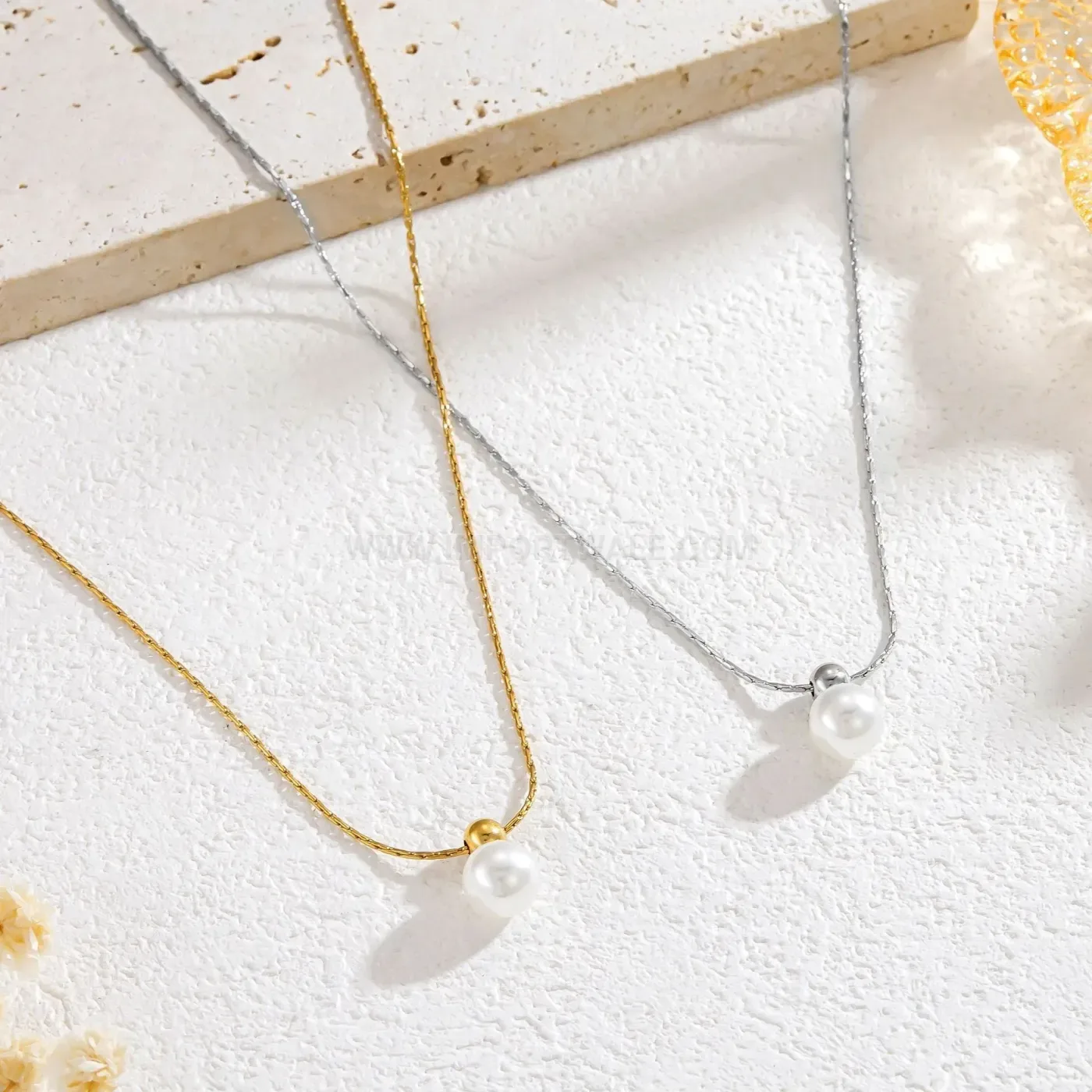 Dainty Pearl Titanium Steel Delicate Chain Choker Necklace