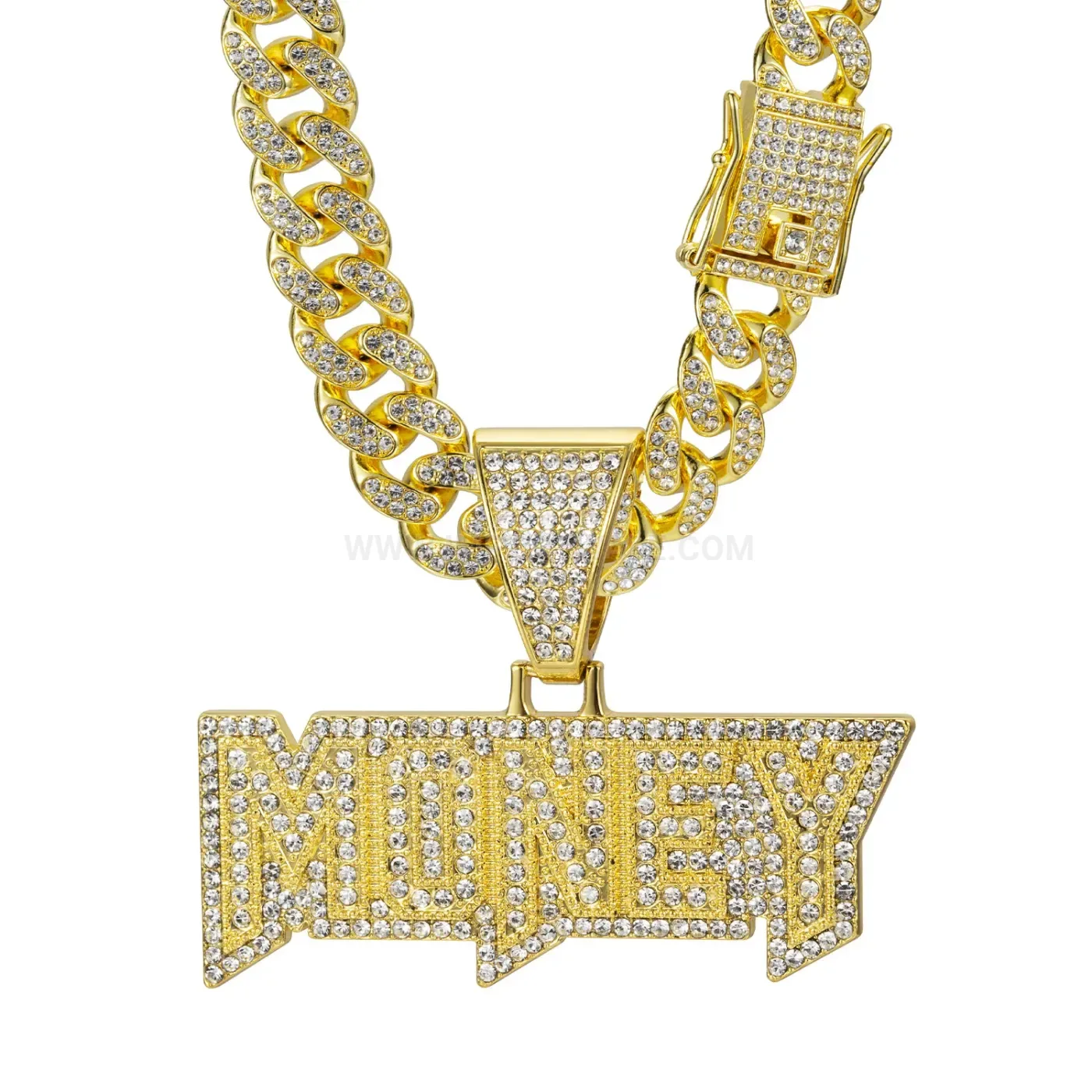 Full Rhinestone Money Letter Hip Hop Pendant