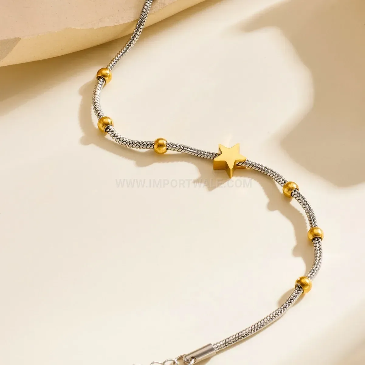Minimalist Stainless Steel Star Bead Anti Tarnish Bracelet