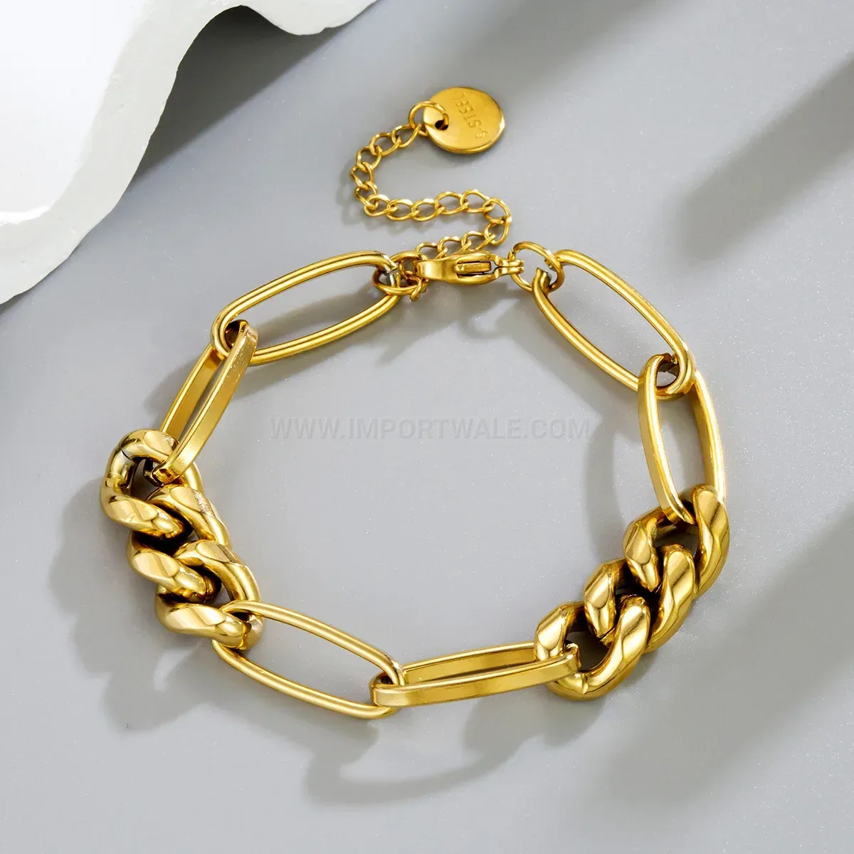 Minimalist Punk Titanium Steel Geometric Link Bracelet