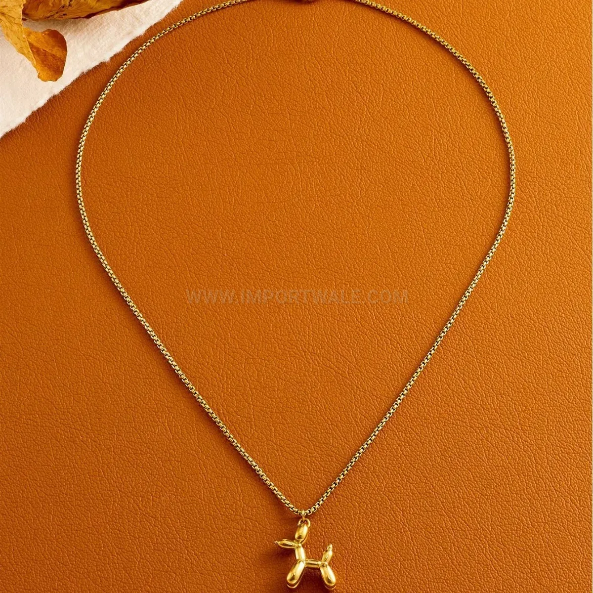Chic Retro Titanium Steel Balloon Dog Geometric Pendant Necklace