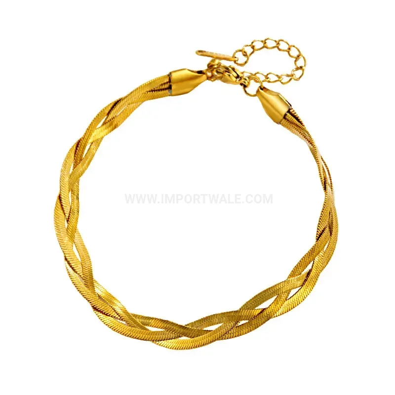 Triple Strand Braided Stainless Steel Snake Chain Bracelet