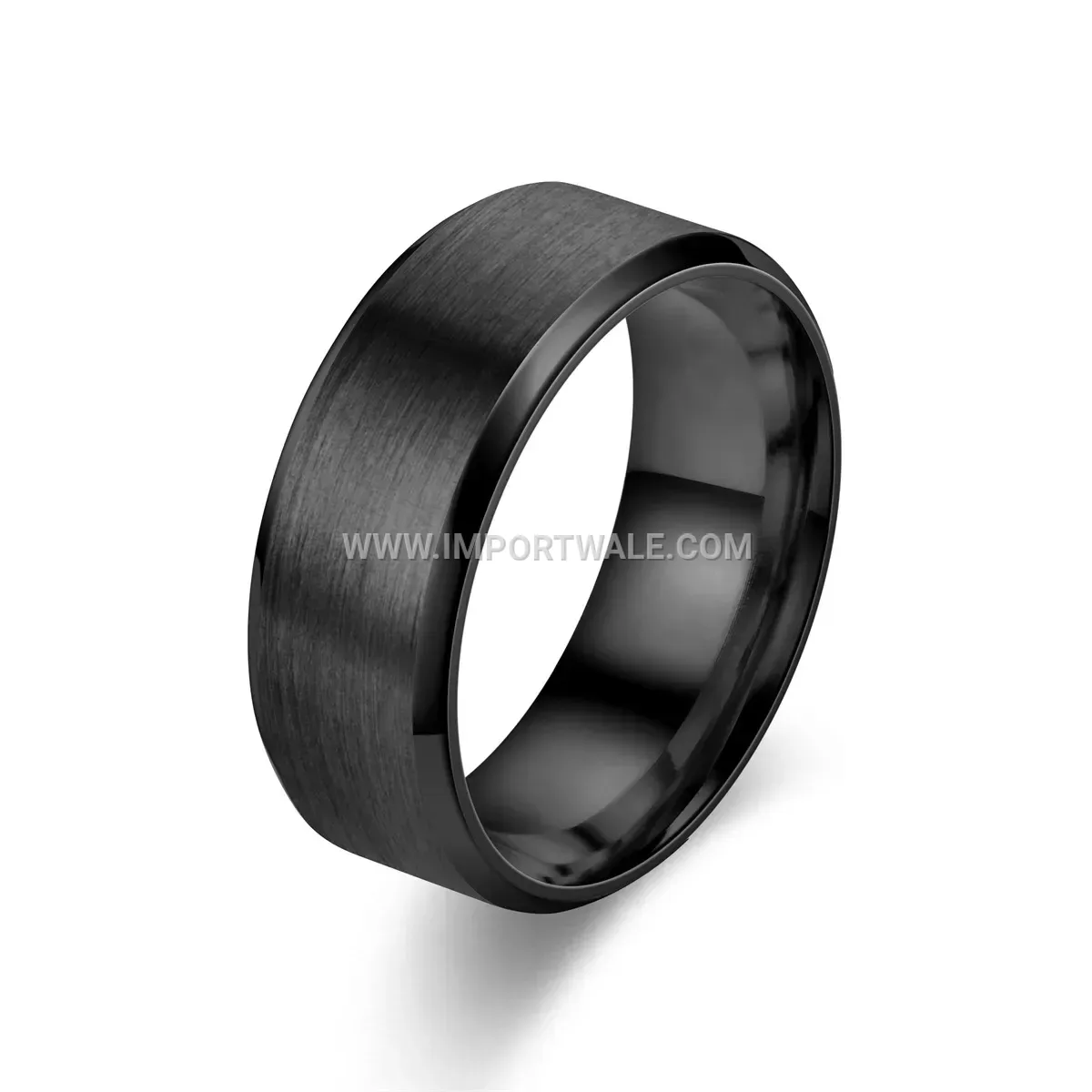 Brushed Matte Stainless Steel Ring with Double Beveled Edges