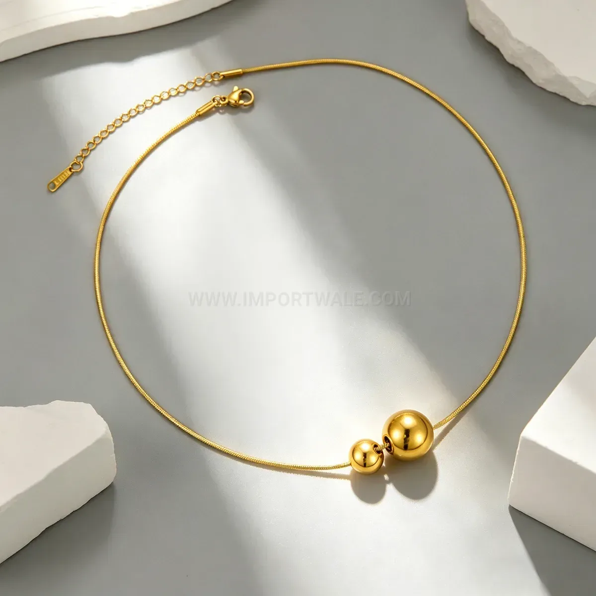 Modern Minimalist Steel Bead Clavicle Chain Necklace for Women