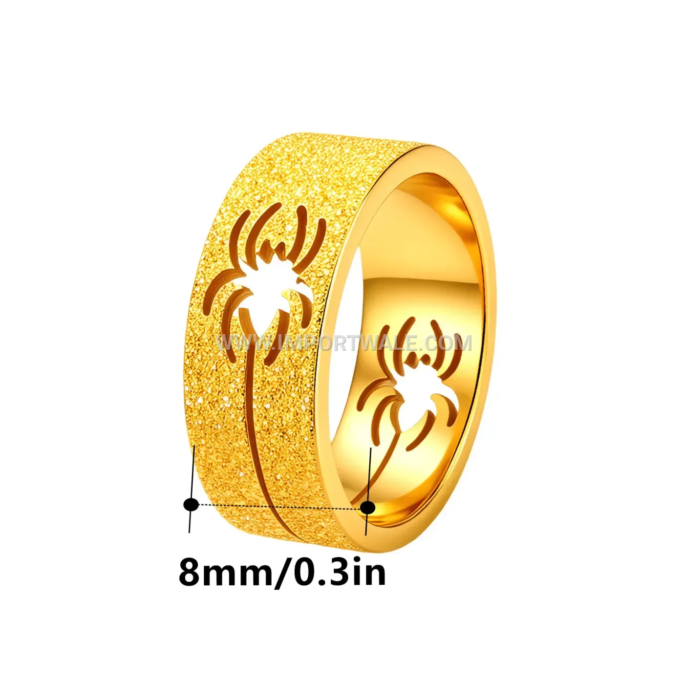 Cutout Spider Design Matte Stainless Steel Punk Band Ring