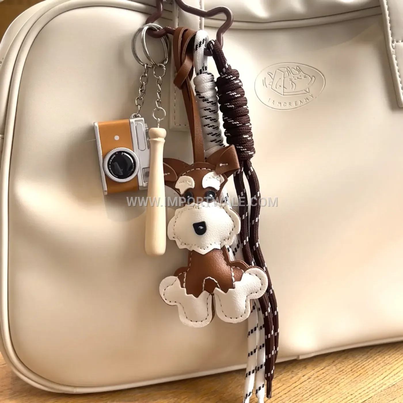Playful Schnauzer Dog Bag Creative Key chains with Mini Camera
