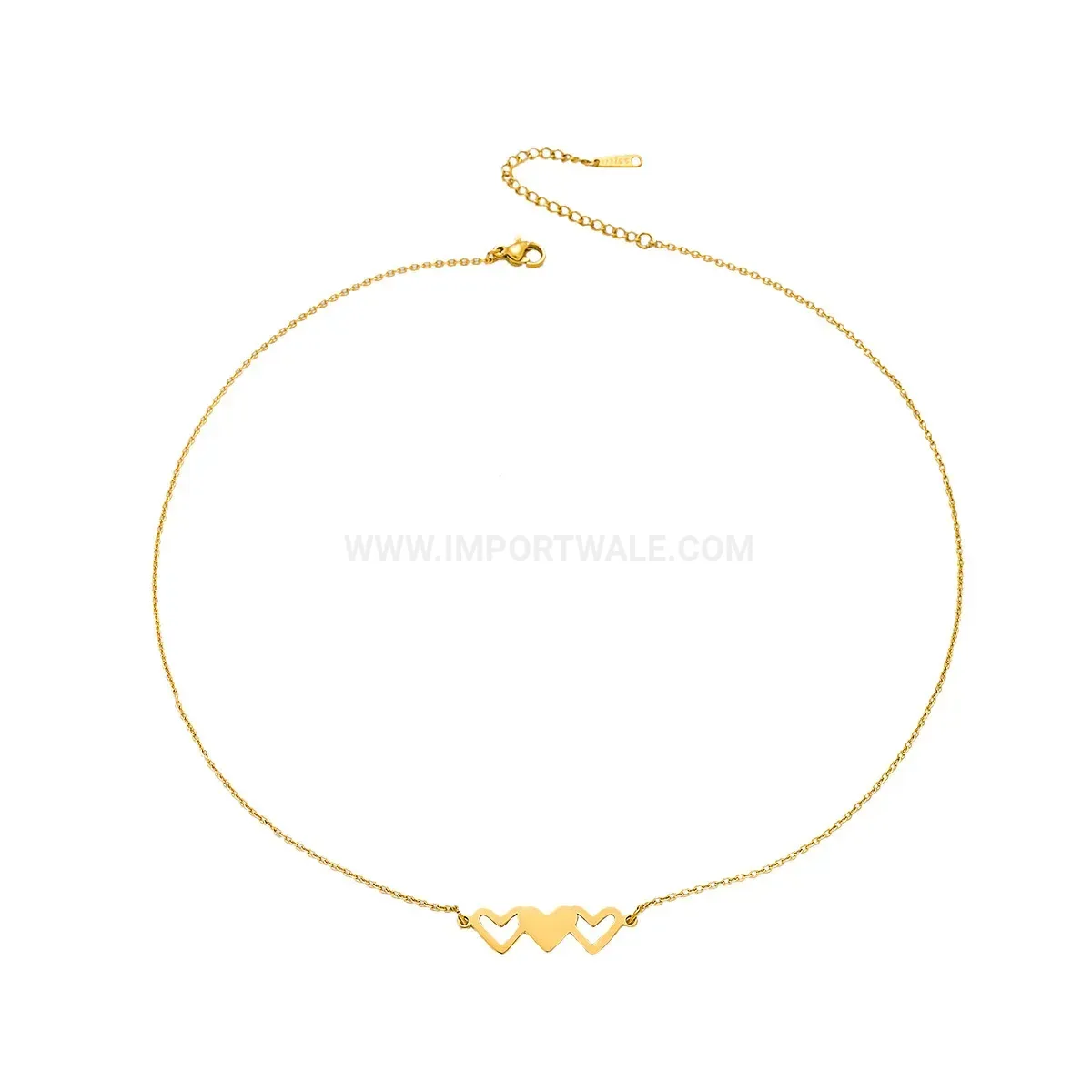 Chic Gold Plated Stainless Steel Hollow Interlocking Heart Necklace
