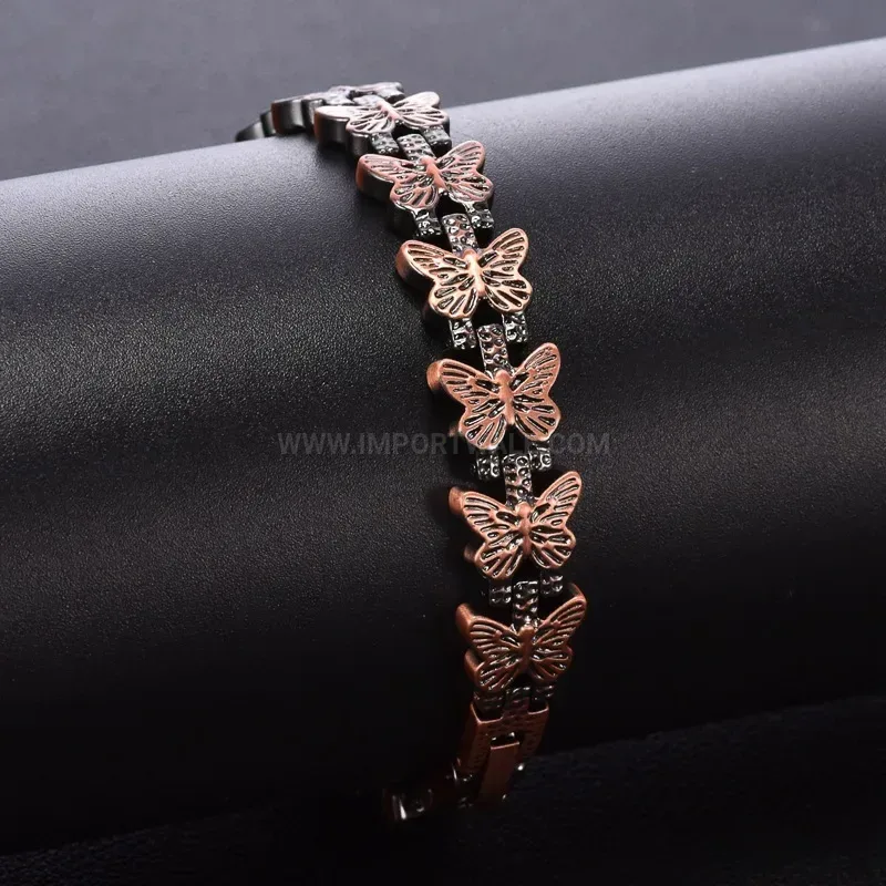 Filigree Butterfly Red Copper Magnetic Therapy Bracelet