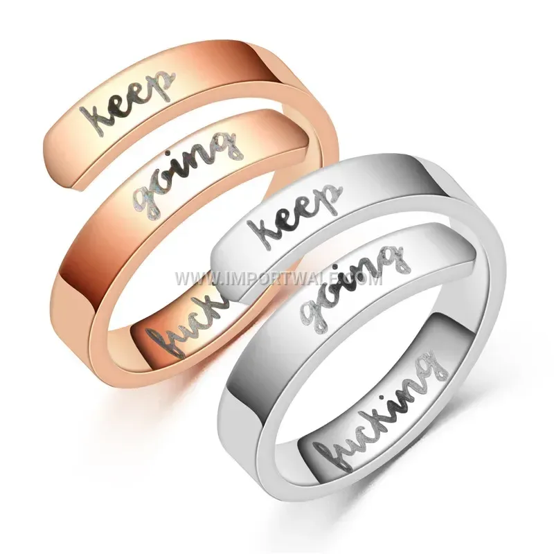 Engraved Stainless Steel Motivational Statement Band Ring