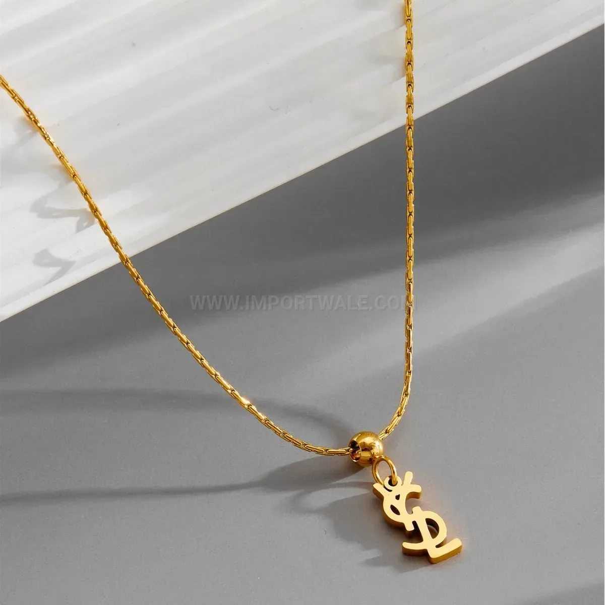 Designer Minimalist Letter Pendant Titanium Steel Cable Chain Necklace