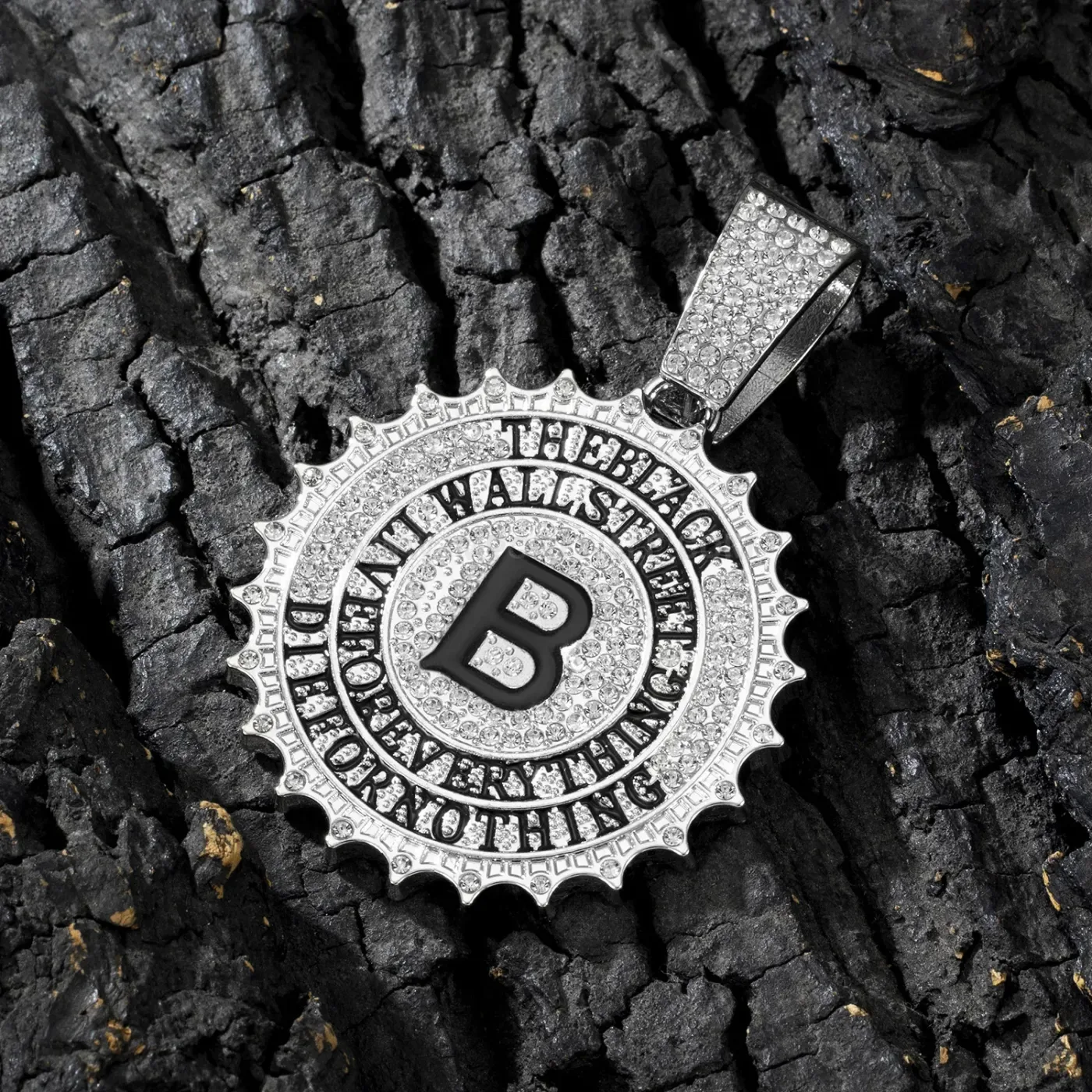 Designer Gear Letter B Charm Thick Cuban Chain Necklace