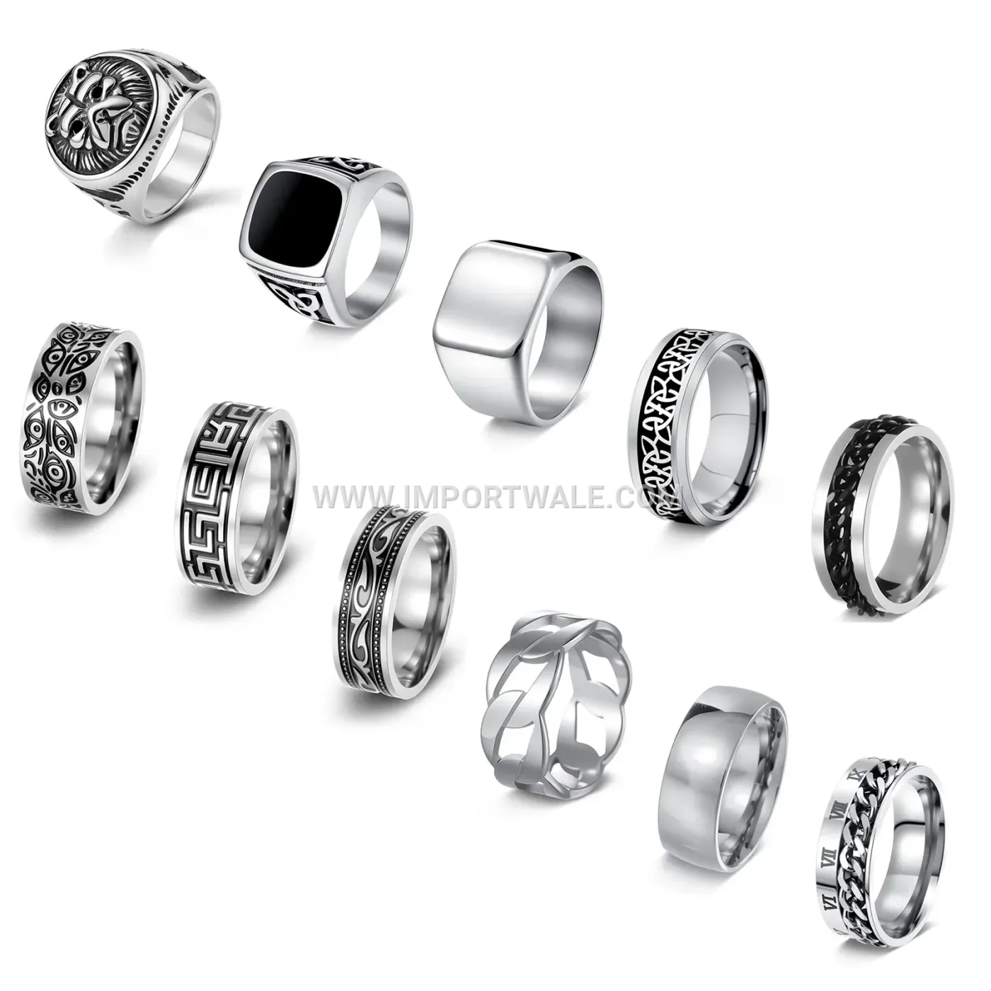 Retro Stainless Steel Lion Head Chain Accent Ring