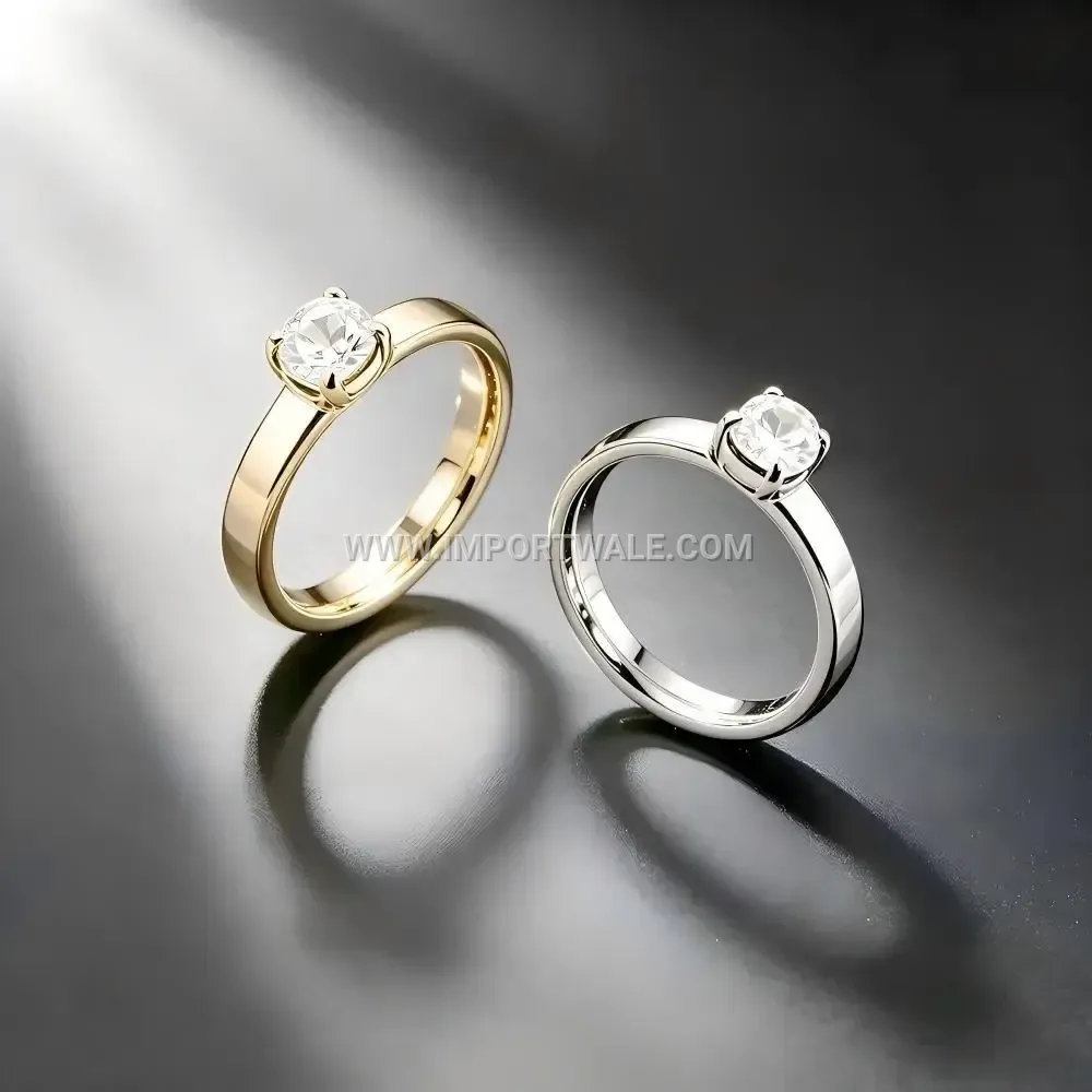 Four-Prong Solitaire Zircon Stainless Steel Band Ring