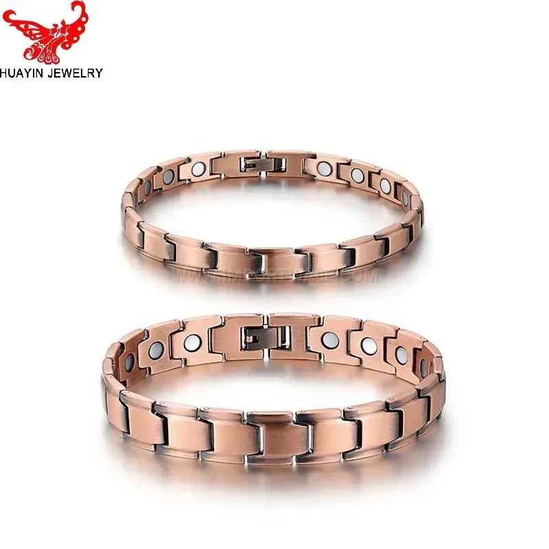Premium Vintage Red Copper Single-Row Neodymium Magnetic Couples Bracelet